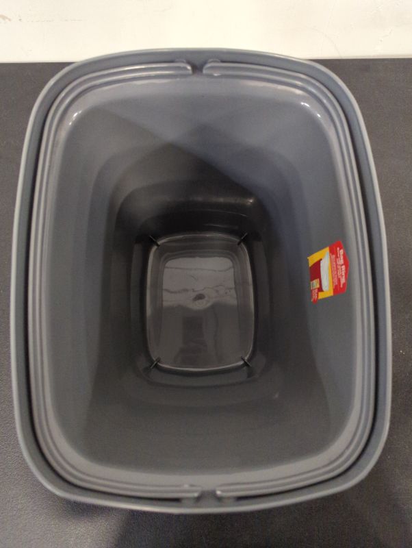 Photo 4 of Glad Metro Plastic Waste Bin – 14L, Rectangle with Bag Ring, Gray
