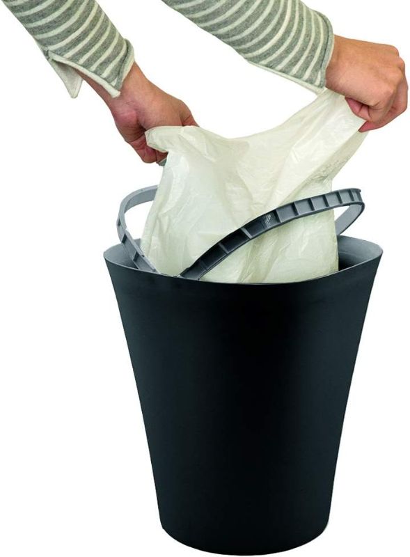 Photo 1 of Glad Small Waste Basket with Bag Ring | Trash Can for Home, Office, Bedrooms and Bathrooms, 8.5L, Grey