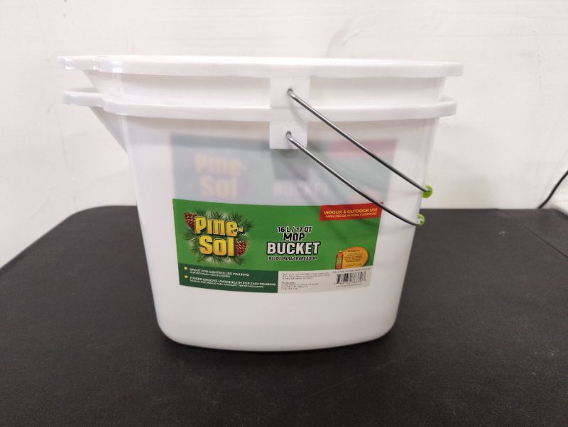 Photo 1 of 2 Pack - Pine-Sol Mop Bucket w/Handle (16L/17QT) - White