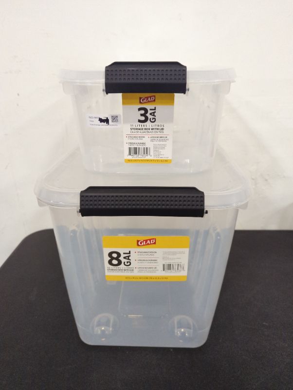 Photo 2 of 2 Pack - Glad Storage Box w/Lid - 8 Gallons + 3 Gallons