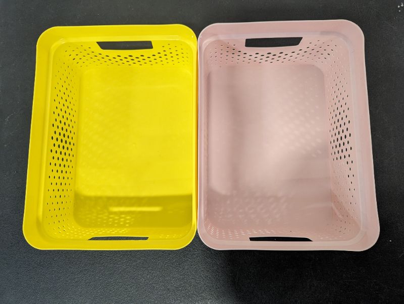 Photo 1 of 2 Pack GLAD - 1 Yellow Perforated Storage Basket + 1 Light Pink Perforated Storage Basket - 2 Gallons