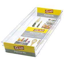 Photo 1 of 3pc Bundle - Glad Plastic Drawer Storage Tray – Heavy Duty Organizer Bin for Home, Kitchen, Bath, Bedroom, Office | Non-Slip Feet, 15x6, Clear +  2 Glad Plastic Drawer Storage Tray – Heavy Duty Organizer Bin for Home, Kitchen, Bath, Bedroom, Office | Non-