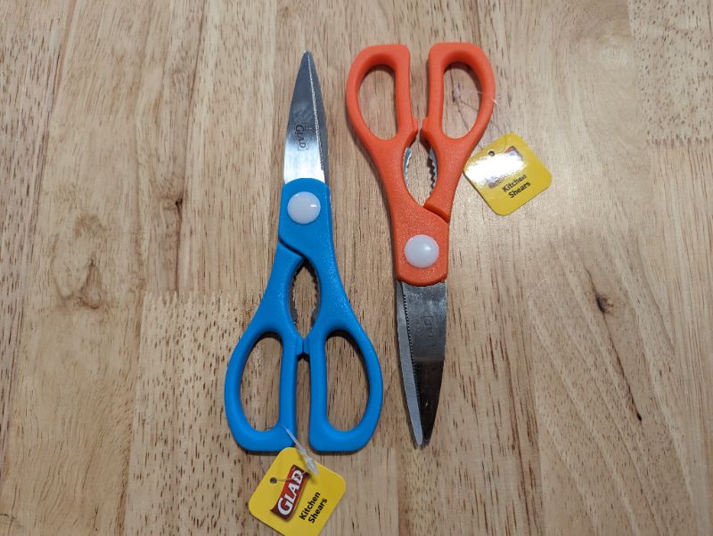 Photo 1 of 2 Pack - Glad Kitchen Shears - 1 Orange + 1 Blue