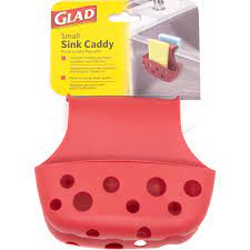 Photo 1 of Glad 3pc Sink Bundle - 2 Small Silicone Sink Caddy + 1 Silicone Sink Strainer - Red