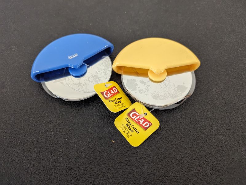 Photo 1 of 2 Pack - Glad - Pizza Cutter Wheel - 1 Blue + 1 Yellow