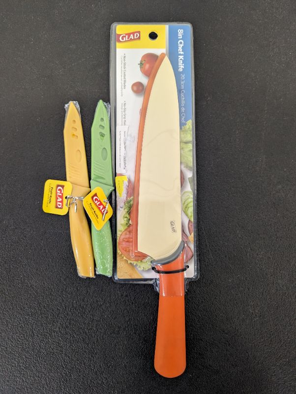 Photo 1 of Glad - 8" Chef Knife + 2 Fruit Knife - w/Sheath