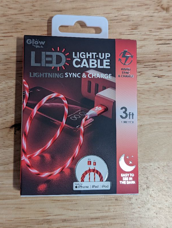 Photo 2 of Gabba Goods - LED Light Up Apple Certified MFI Lightning Sync & Charge Cable - Red - 3ft
