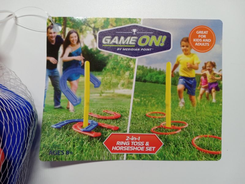Photo 2 of 2 in 1 Horseshoe & Ring Toss Game Set Outdoor Game for Family - Horseshoe Set Best Yard Party Lawn Beach Games Perfect for Adults, Kids