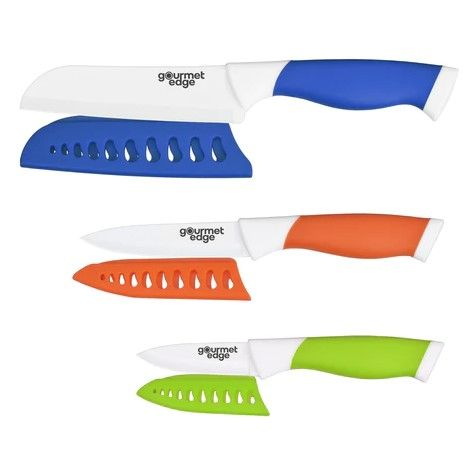 Photo 1 of Gourmet Edge - 3 PIECE CERAMIC KNIFE SET with covers
