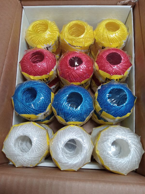 Photo 1 of Polypropylene Twine Assorted Colors | Household Bundled Decorative Wear-Resistant Plastic Rope,PP Tying Rope, Used for Bag Tying, Agricultural Product Binding, Factory Packaging,Gardening, and Home Use (Box of 24) 