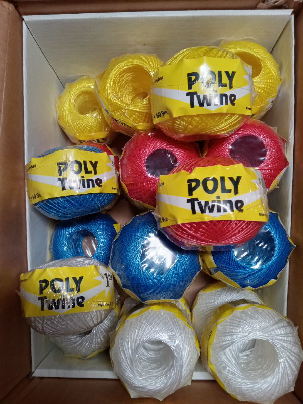 Photo 2 of Polypropylene Twine Assorted Colors | Household Bundled Decorative Wear-Resistant Plastic Rope,PP Tying Rope, Used for Bag Tying, Agricultural Product Binding, Factory Packaging,Gardening, and Home Use (Box of 24) 