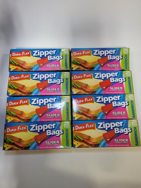 Photo 2 of (8 boxes) Duraflex Zipper Slider Sandwich Bags 25 count