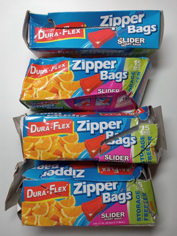 Photo 2 of (11 boxes) Dura-Flex Zipper Slider Freezer/Storage 15ct Quart Bags