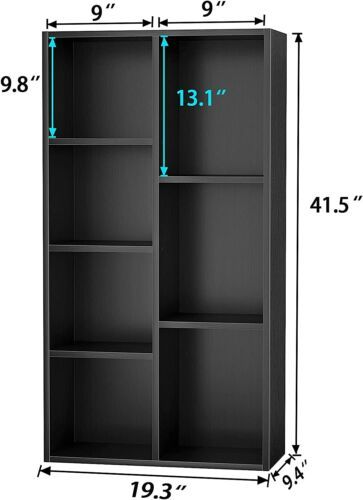 Photo 2 of Aheaplus Bookcase Storage Shelves 7-Cube Organizer Bookshelf Display Cube Shelves Compartments Floor Standing Wood Open Bookshelves for Office Home School Shelf Display for Cd/Magazine/Book, Dark Wood Natural