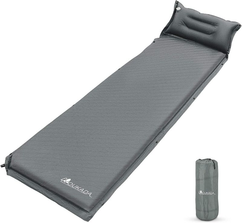 Photo 1 of YOUKADA Sleeping-Pad Foam Self-Inflating Camping-Mat for Backpacking Sleeping Pad 2 Single Sleeping Mats Camping Pad 1 Person Camping Mattress with Pillow for Hiking Camping Gear Navy (2 count) 