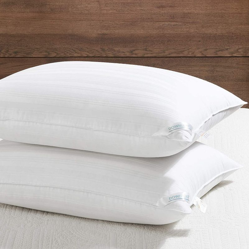 Photo 1 of downluxe Down Alternative Queen Size Pillows (2 Pack) - 100% Breathable Cotton Cover, Premium Hotel Collection Soft Bed Pillows for Sleeping, 20 X 28