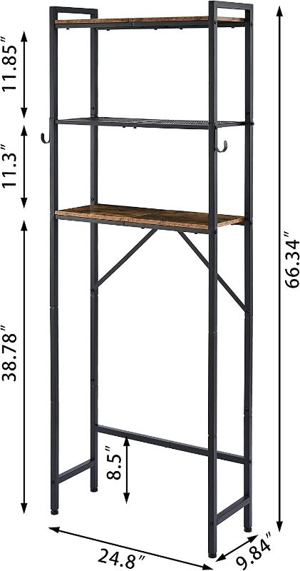 Photo 3 of HQXING Over The Toilet Storage, 3-Tier Bathroom Organizer, Bathroom Space Saver with Multi-Functional Shelves, Toilet Storage Rack