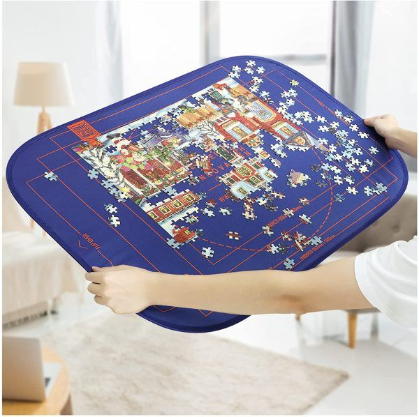 Photo 1 of HXMARS Foldable Jigsaw Puzzle Board: Large Portable 1000 Pieces Puzzle Mat, Non-Printing Surface for Puzzle Storage Saver to 500 & 1000 Pieces