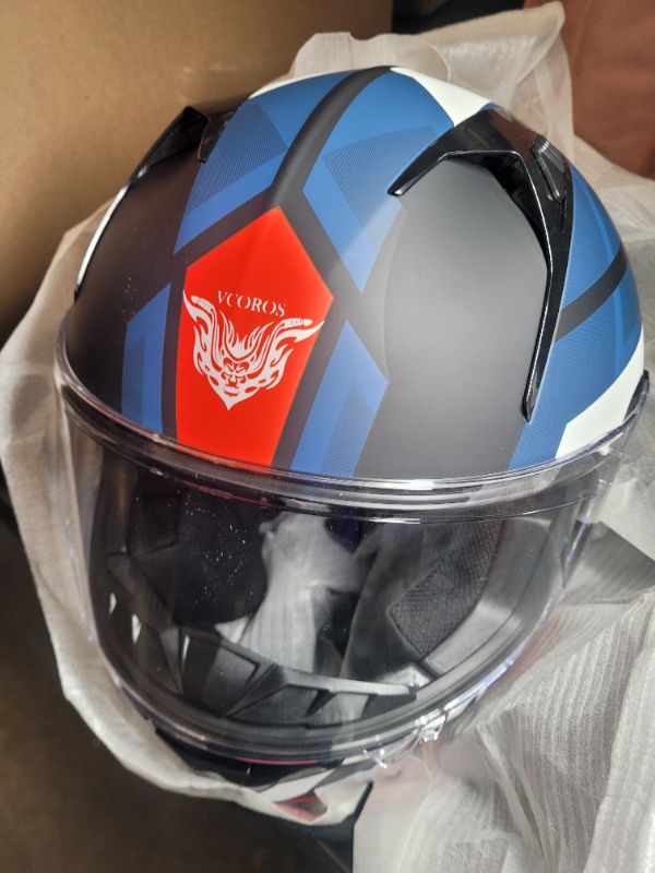 Photo 2 of VCOROS X9 Full Face Motorcycle Helmet with Inner Sun Visor and Bluetooth Space DOT Approved Motorbike Casco Moto Street Bike Racing Helmet Storm Red Medium