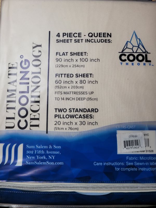 Photo 3 of COOL THEORY 4 pc Cooling Sheet Set QUEEN white