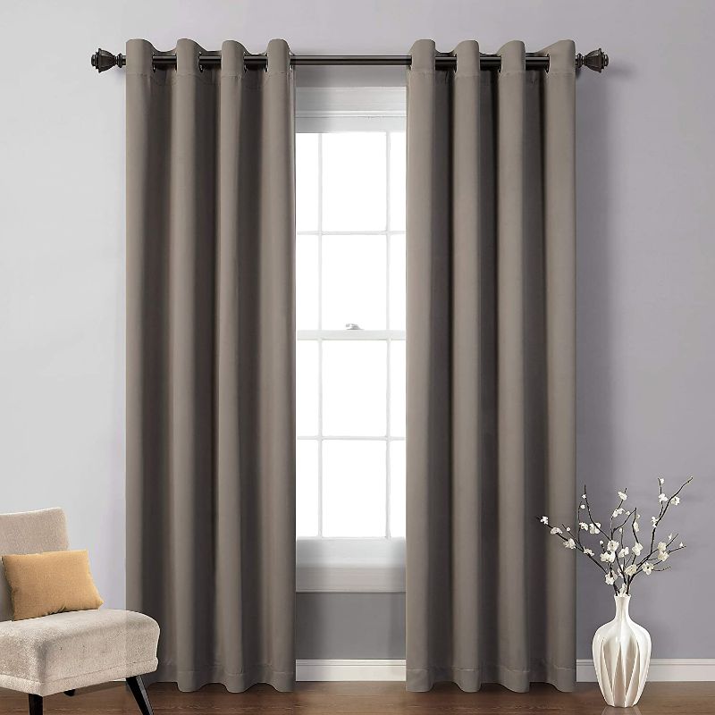 Photo 1 of MYSKY HOME Blackout Curtain 84 inch Length, Thermal Insulated Light Block Grommet Room Darkening Curtain Panel for Living Room, Bedroom, Dining Room 2 Curtain Panel, 52 x 84 Inch, Taupe