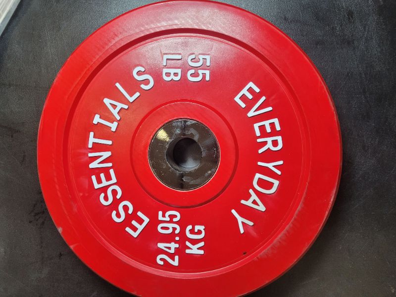 Photo 2 of BalanceFrom Olympic Bumper Plate Weight Plate with Steel Hub, Color Coded, 55 lbs Single 