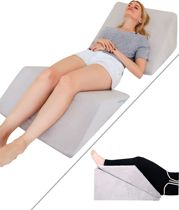 Photo 1 of WHITE Joypea Bed Wedge Pillows Leg Elevation Reading Pillow & Back Support Wedge Pillow - for Back and Legs Support, Back Pain, Leg Pain, Pregnancy, Neck and Shoulder Joint Pain, Sleeping 