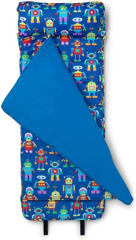 Photo 1 of Wildkin Original Nap Mat with Reusable Pillow for Boys and Girls, Perfect for Elementary Sleeping Mat, Features Hook and Loop Fastener, Soft Cotton Blend Materials Nap Mat for Kids (Robots)