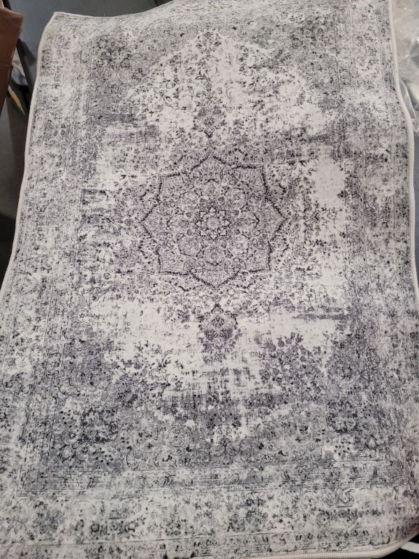 Photo 2 of Jinchan Indoor Doormat 2x3 Grey Foldable Floral Vintage Persian Small Entryway Rug Distressed Traditional Indoor Mat for Door Hallway Bathroom