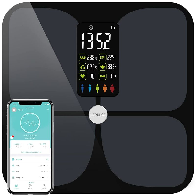 Photo 1 of Wellue Scales for Body Weight and Fat,High Accurate Bluetooth Bathroom Digital Body Fat Scale,15 Body Composition Analyzer Sync with Free App