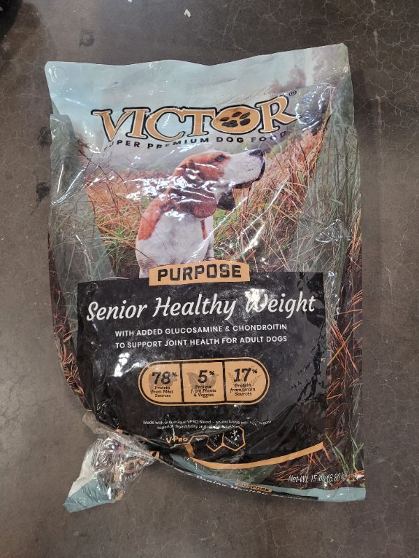 Photo 2 of Victor Super Premium Dog Food – Purpose - Senior Healthy Weight – Gluten Free Weight Management Dry Dog Food for Senior Dogs with Glucosamine and Chondroitin, for Hip and Joint Health, 15lbs 