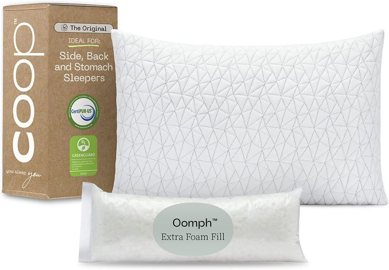 Photo 1 of Coop Home Goods Original Loft Pillow Queen Size Bed Pillows for Sleeping - Adjustable Cross Cut Memory Foam Pillows - Medium Firm Back, Stomach and Side Sleeper Pillow - CertiPUR-US/GREENGUARD Gold