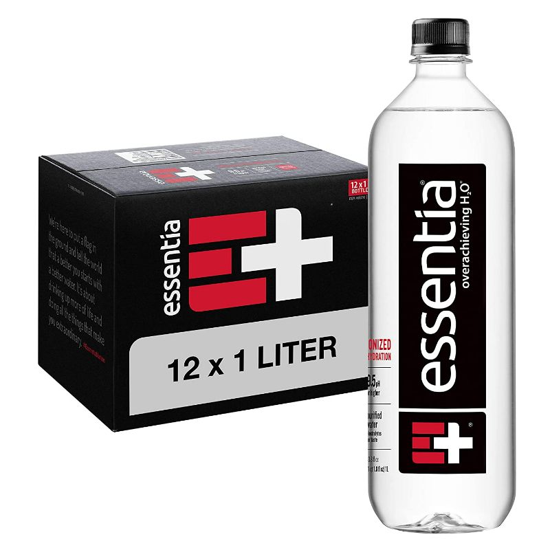 Photo 1 of Essentia Bottled Water, Ionized Alkaline Water; 99.9% Pure, Infused with Electrolytes, 9.5 pH or Higher with a Clean, Smooth Taste, 23.67 Fl Oz (Pack of 12)