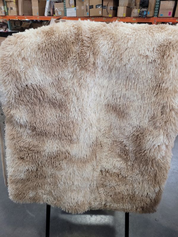 Photo 2 of Super Soft Indoor Modern Shag Area Rugs Fluffy Beding Room Shaggy Carpets Dining Living Room Nursery Rug, Khaki Beige blend 5ft X 8.5ft