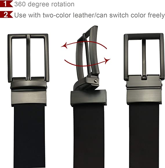 Photo 2 of maikun Mens Reversible Leather Belt, Dress Casual Belts for Men, One Belt Reverse For 2 Sides