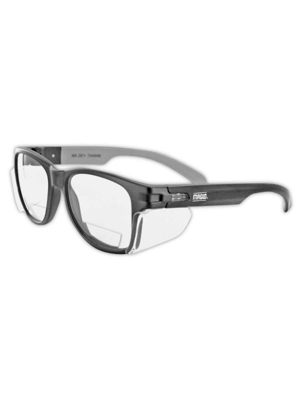 Photo 1 of MAGID Y50BKAFC20 Iconic Y50 Design Series Safety Glasses with Side Shields | ANSI Z87+ Performance, Scratch & Fog Resistant, Comfortable & Stylish, Cloth Case Included, +2.0 BiFocal Lens (1 Pair) 1 Pair Diopter 2
