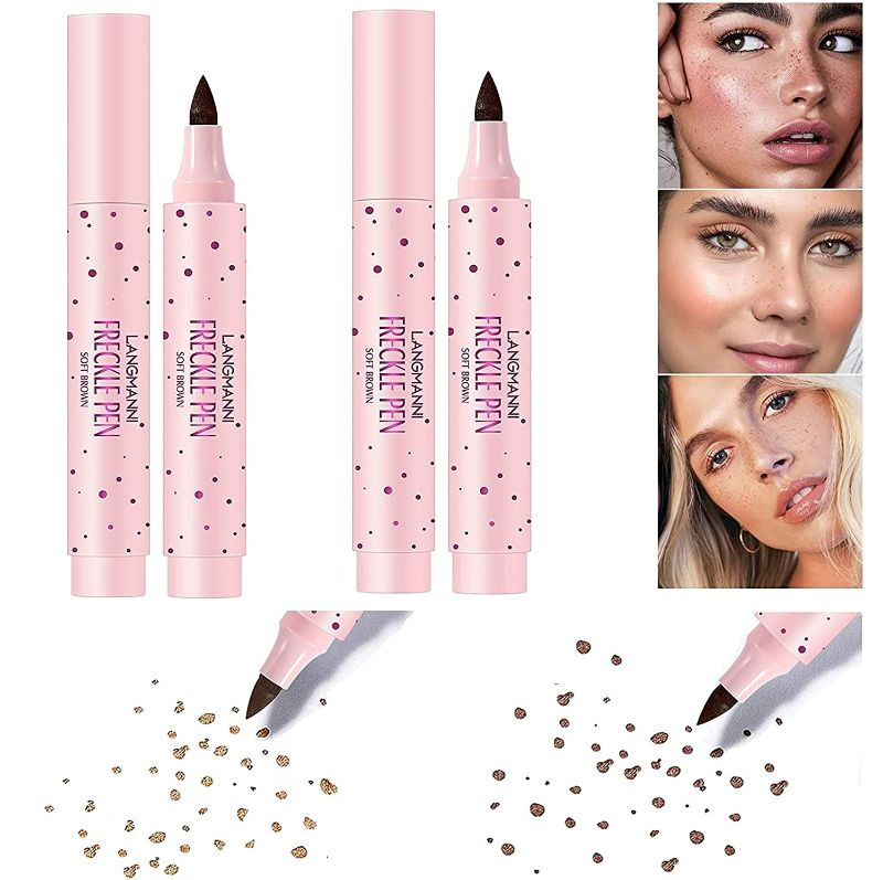 Photo 1 of (2 pack) Freckle Pen, Natural Lifelike Freckle Makeup Pen, Magic Freckle Makeup Pen, Waterproof Long Lasting Soft Dot Pen brown and dark brown