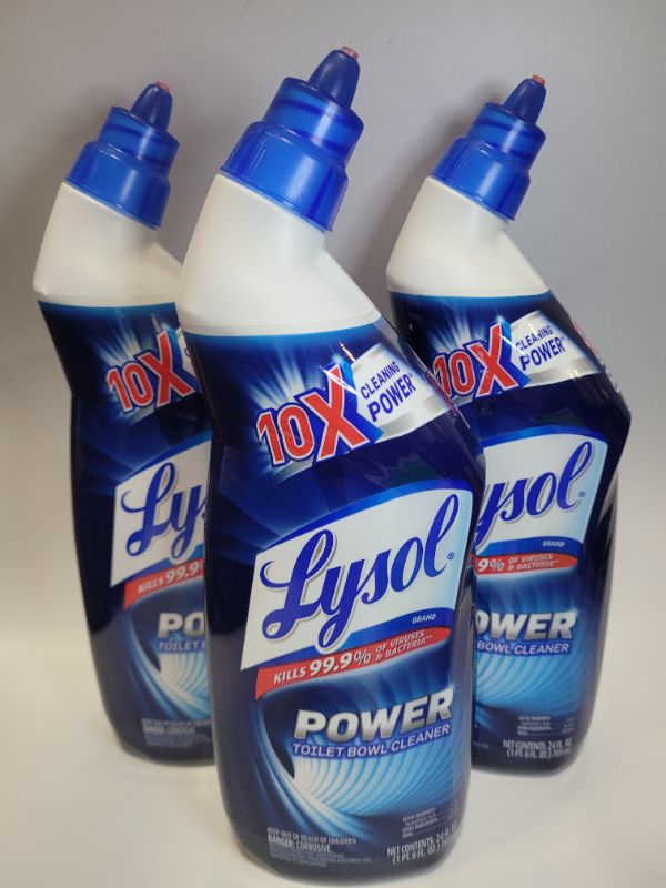 Photo 2 of Lysol Power Toilet Bowl Cleaner Gel, For Cleaning and Disinfecting, Stain Removal, 24 Fl oz (3 pack)