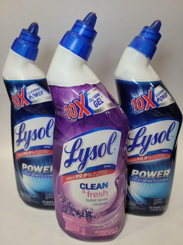 Photo 2 of Assorted Scent Lysol Power Toilet Bowl Cleaner Gel, For Cleaning and Disinfecting, Stain Removal, 24 Fl oz (3 pack)