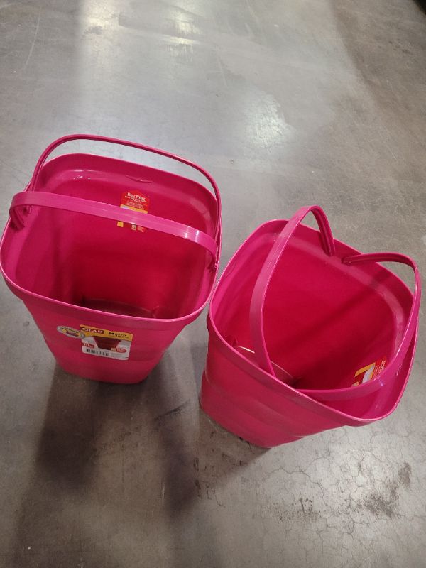 Photo 2 of (2 PACK- DARK PINK) Glad Metro Trash Can/Bin with Bag Ring - Square 11L 