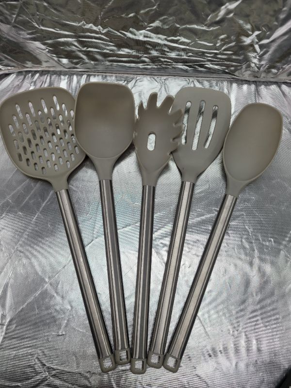 Photo 1 of Kitchen Utensil and Gadget Set- Includes Plastic Spatula and Spoons- Cookware Set (Five Piece Set)- Kitchen Essentials