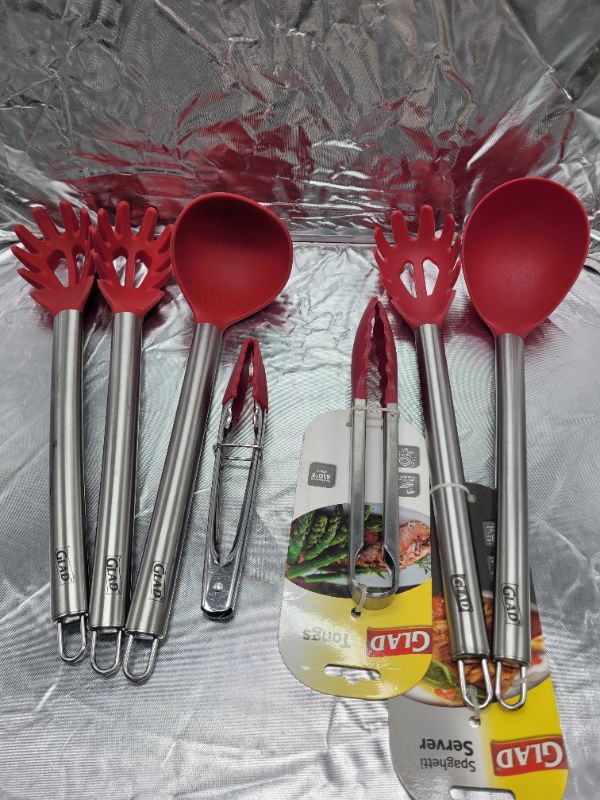 Photo 1 of Mixed Lot of GLAD Kitchen Cooking Utensils - Red, Plastic and Silicone