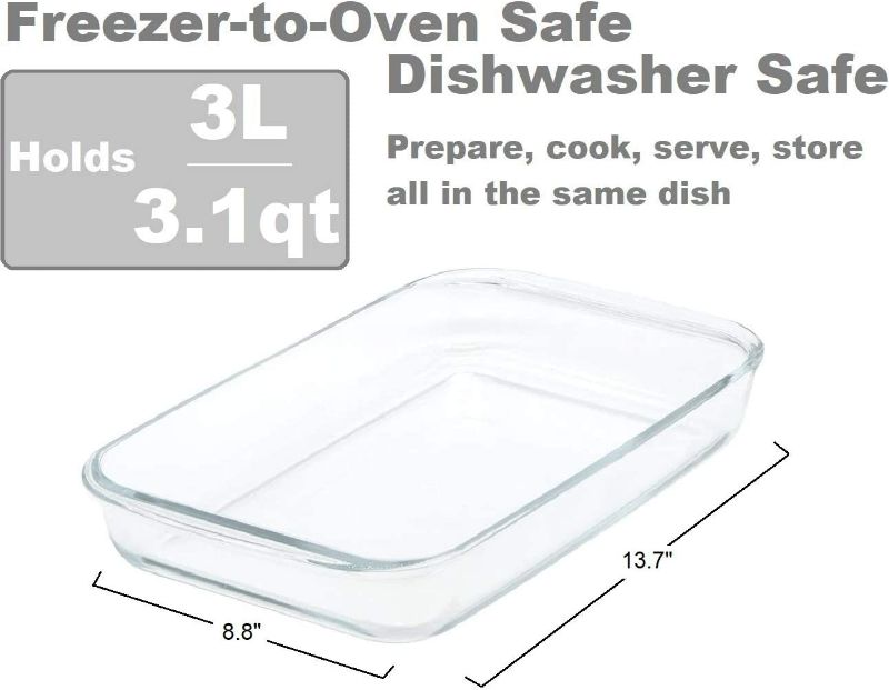 Photo 2 of Glad Clear Glass Oblong Baking Dish | 3.1-Quart Nonstick Rectangular Bakeware Casserole Pan | Freezer-to-Oven and Dishwasher Safe, Large