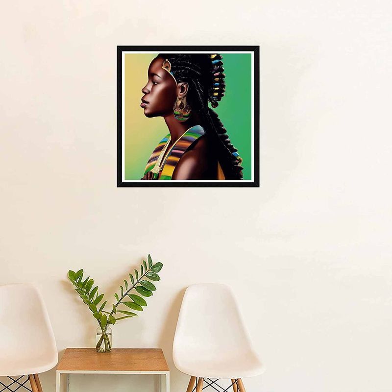 Photo 2 of (3 pack) SKRYUIE 5D Full Drill Diamond Painting African Women are Green by Number Kits, Paint with Diamonds Arts Embroidery DIY Craft Set Arts Decorations (12x12inch)