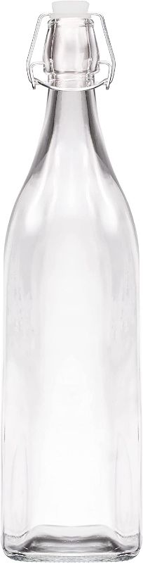 Photo 1 of Clear Glass 33oz Carafe Bottle Wire Swing Flip Top Italian Design - Vinegar, Oil, Dressing, Kombucha, Kefir, Beer (Set of 3)