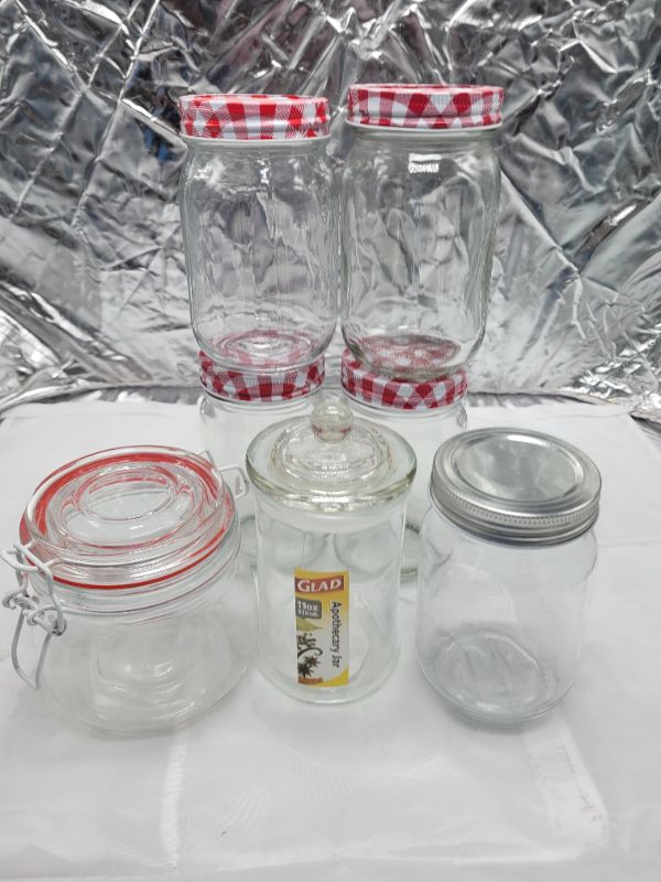 Photo 1 of Assorted Glass Jars with Airtight Lids for Canning, Making Jam, Apothecary, and Storage