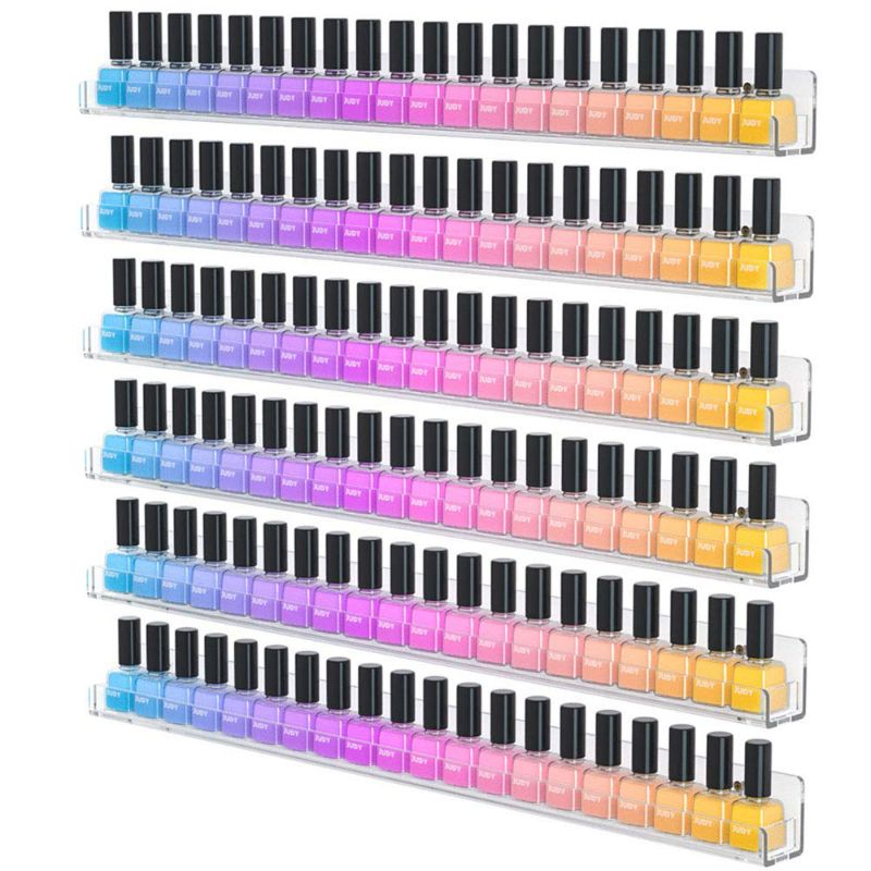 Photo 2 of NIUBEE 24 Inches Nail Polish Rack Wall Mounted Shelf with Removable Anti-slip End Inserts, Clear Acrylic Nail Polish Organizer Display 150 Bottles