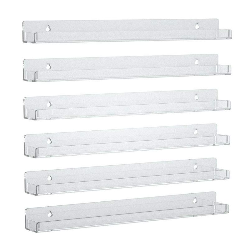 Photo 1 of NIUBEE 24 Inches Nail Polish Rack Wall Mounted Shelf with Removable Anti-slip End Inserts, Clear Acrylic Nail Polish Organizer Display 150 Bottles