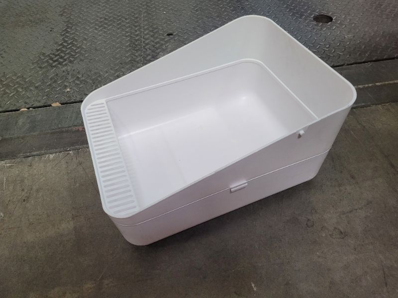 Photo 2 of Open Litter Box, Removable Litter Box, Easy to Clean Semi-Closed Litter Box for Cats and Small Dogs (White Small)