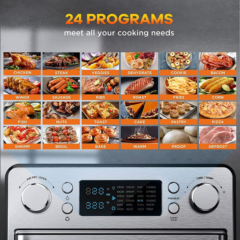 Photo 2 of HomeRusso 24-in-1 Air Fryer Oven, Convection Toaster Oven with Rotisserie Dehydrator,1600W Countertop Oven with 5 Heating Elements, Regulate Temperature from 80F to 450F